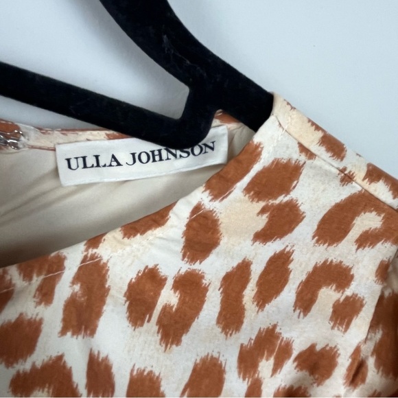ULLA JOHNSON ROSARIO SILK LEOPARD PRINT MINI DRESS WITH PUFF SLEEVES SIZE 4 - Picture 11 of 16